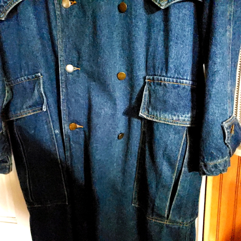 Avon fashions denim trench coat.